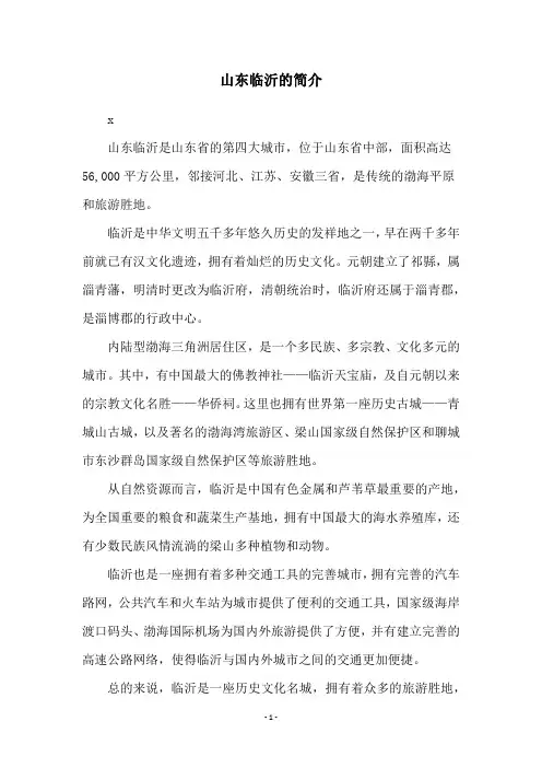山东临沂的简介