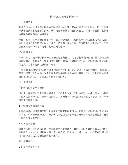 护士岗位创业计划书怎么写