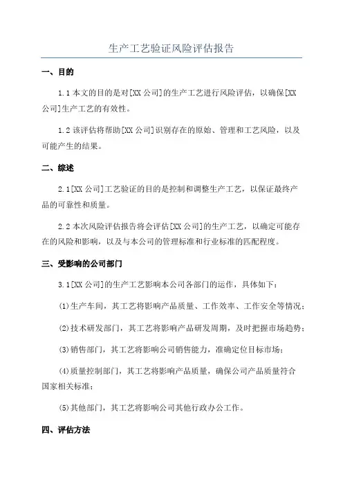 生产工艺验证风险评估报告