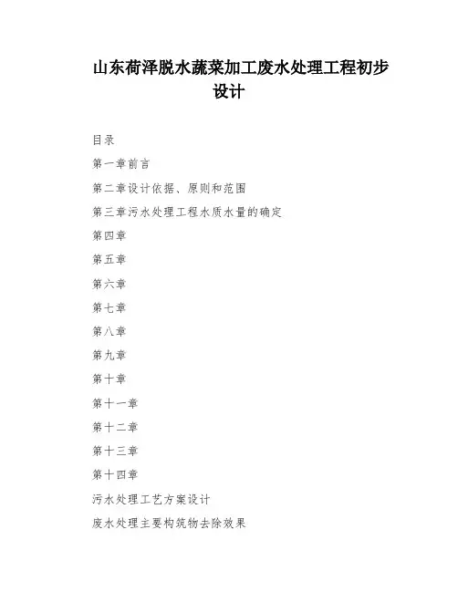 山东荷泽脱水蔬菜加工废水处理工程初步设计