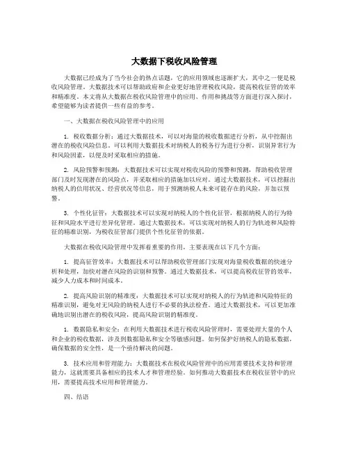 大数据下税收风险管理