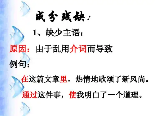 初中语文语法常见病句及修改病句ppt课件