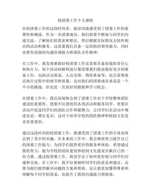 校团委工作个人感悟