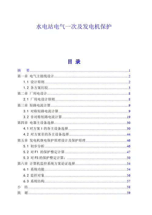 水电站电气一次及发电机保护