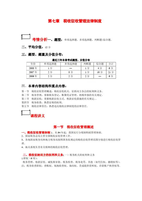 第七章--税收征收管理法律制度讲义
