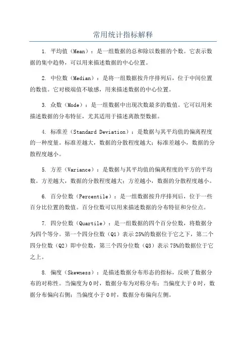 常用统计指标解释
