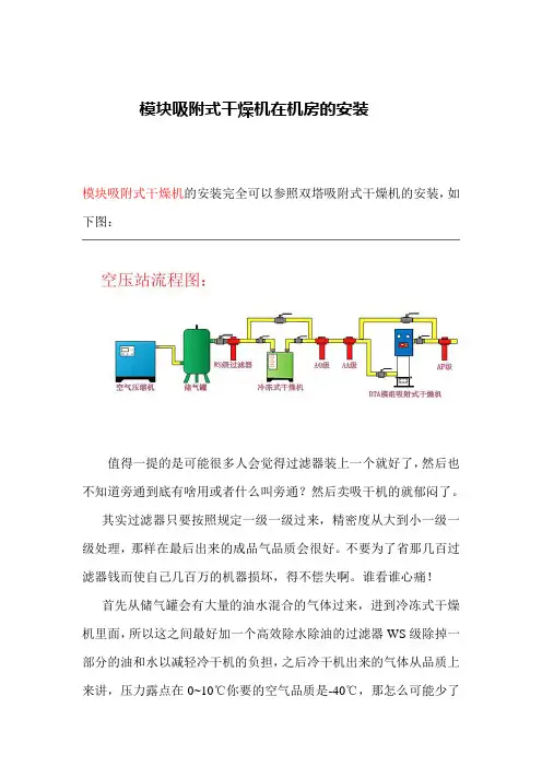 模块吸附式干燥机在机房的安装