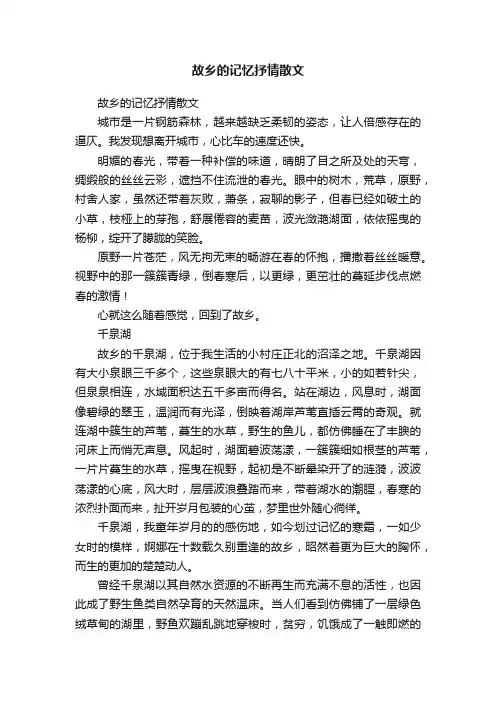 故乡的记忆抒情散文
