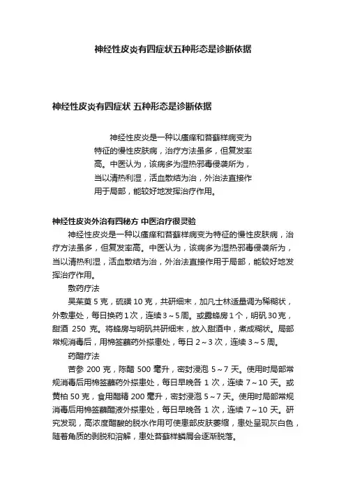 神经性皮炎有四症状五种形态是诊断依据