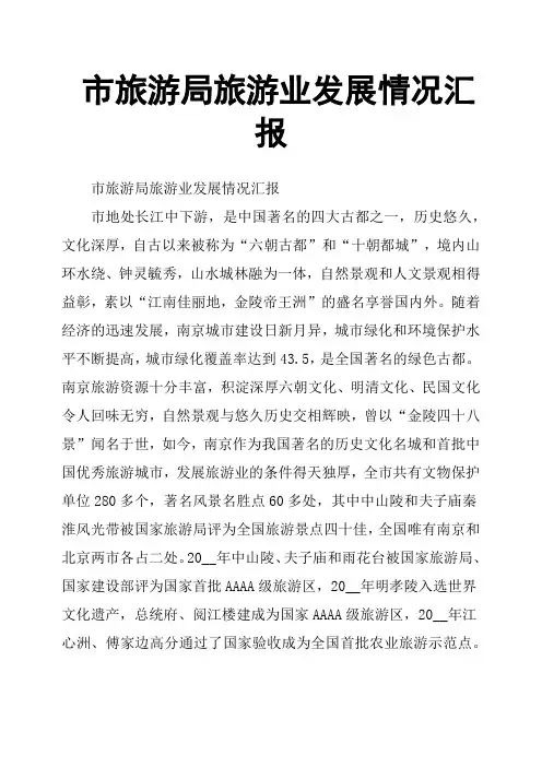 市旅游局旅游业发展情况汇报
