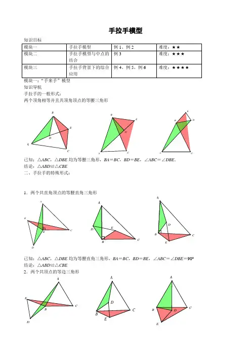 三角形全等中的手拉手模型