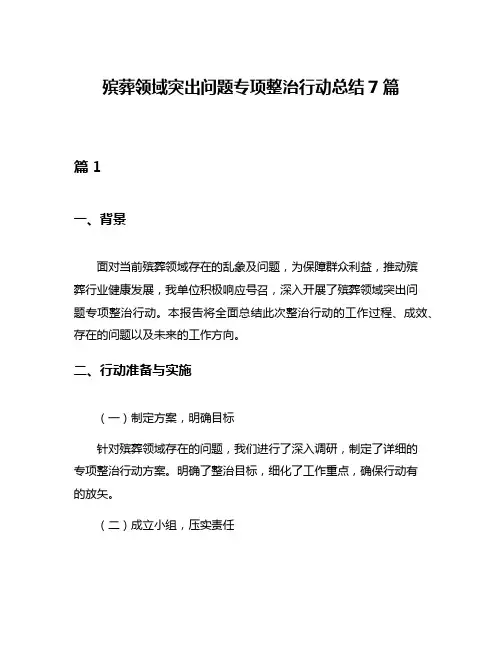 殡葬领域突出问题专项整治行动总结7篇