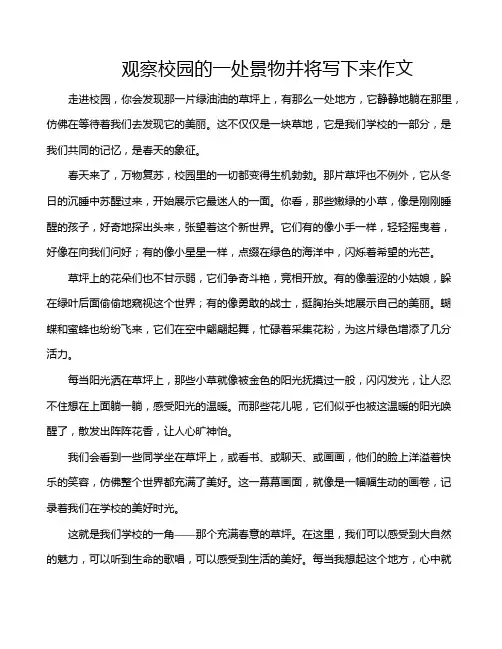 观察校园的一处景物并将写下来作文