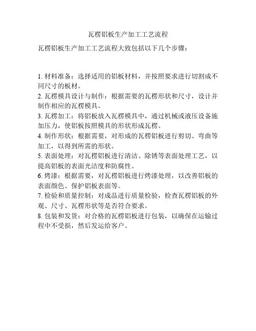 瓦楞铝板生产加工工艺流程