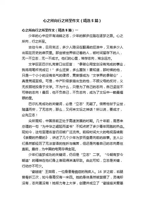 心之所向行之所至作文（精选5篇）