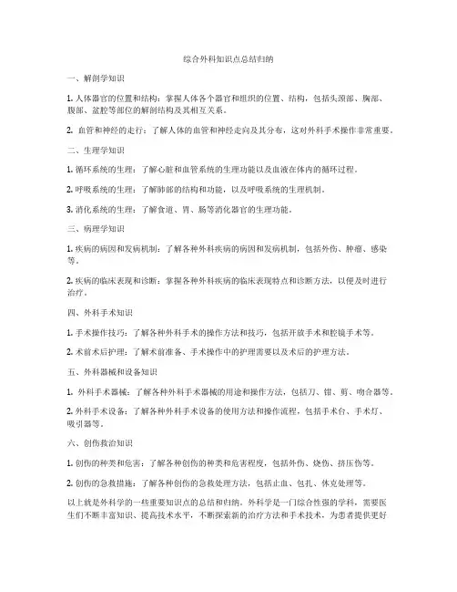 综合外科知识点总结归纳