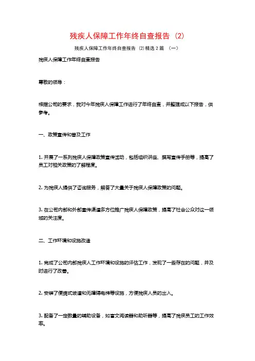 残疾人保障工作年终自查报告 (2)2篇