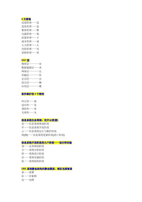 第4版2024年软考高项速记口诀