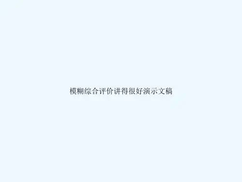 模糊综合评价讲得很好演示文稿