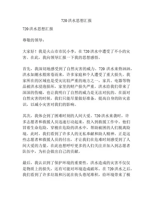 720洪水思想汇报