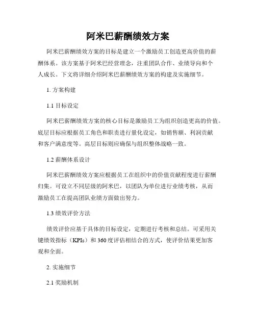 阿米巴薪酬绩效方案