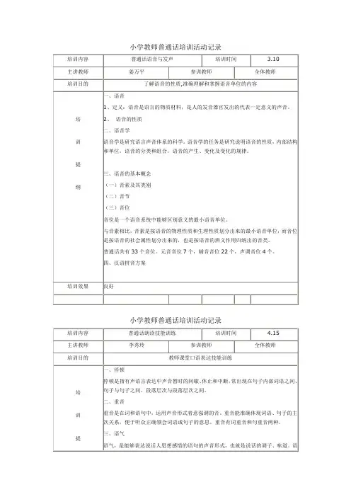 普通话培训记录