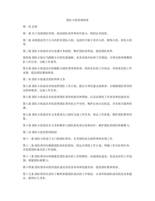团队小组管理制度