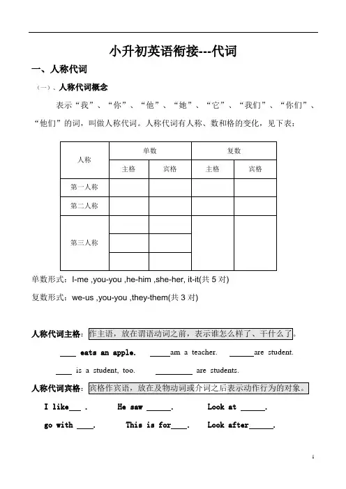 小升初英语语法专题讲义--代词