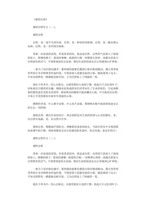 感悟自然(作文12篇)