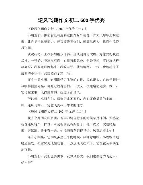 逆风飞翔作文初二600字优秀