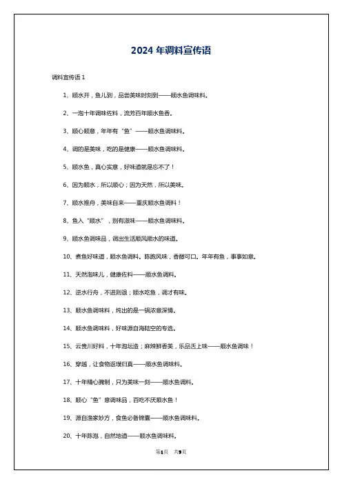 2024年调料宣传语