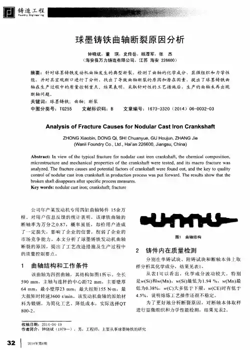 球墨铸铁曲轴断裂原因分析