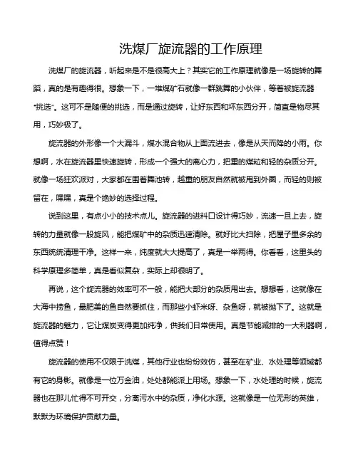 洗煤厂旋流器的工作原理