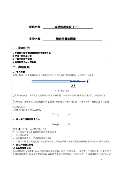杨氏模量实验报告