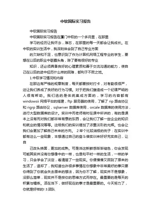 中软国际实习报告