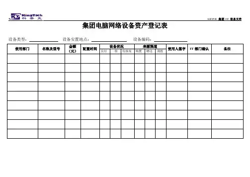 集团电脑网络设备资产登记表