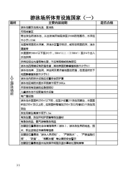 (新版)游泳场所体育设施国家标准