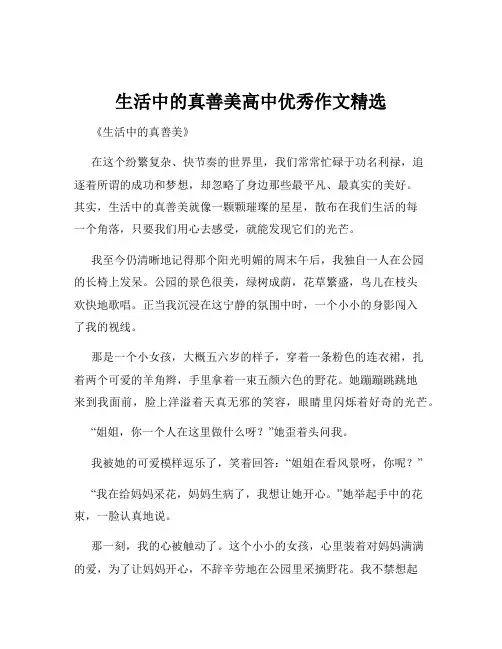 生活中的真善美高中优秀作文精选