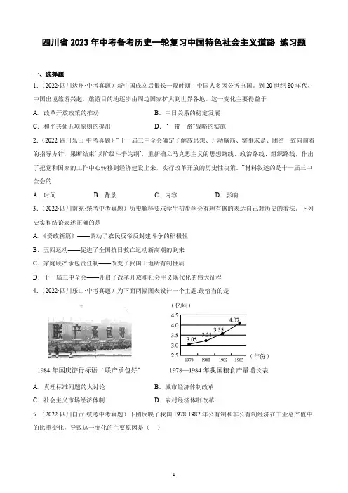 四川省2023年中考备考历史一轮复习中国特色社会主义道路 练习题(含解析)