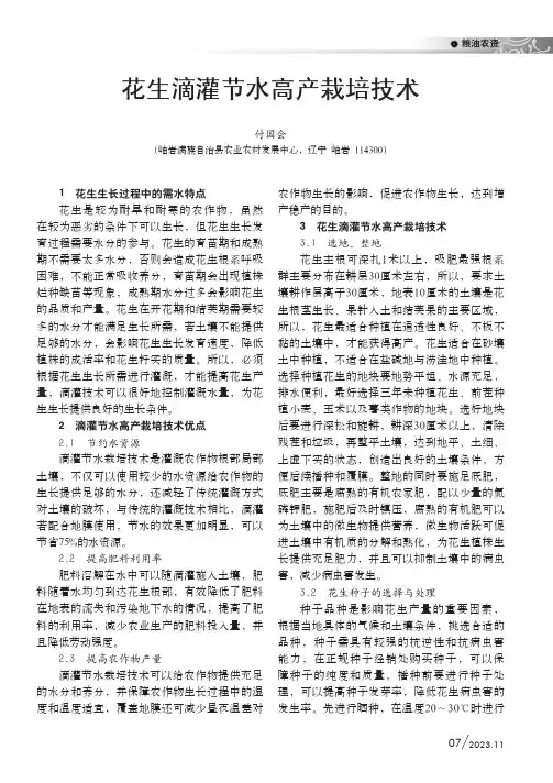 花生滴灌节水高产栽培技术