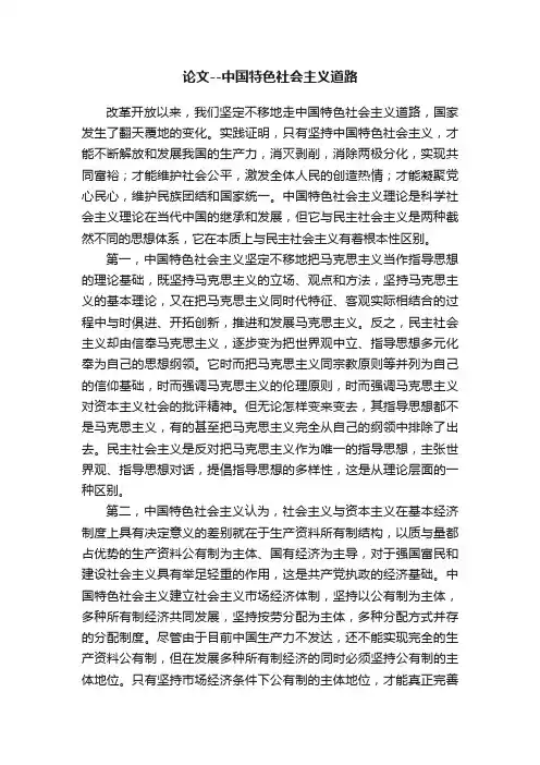 论文--中国特色社会主义道路
