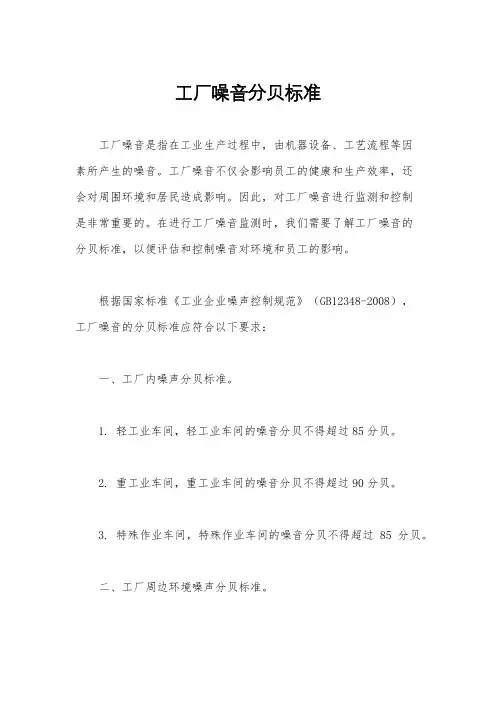 工厂噪音分贝标准