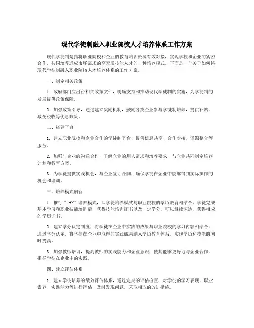 现代学徒制融入职业院校人才培养体系工作方案