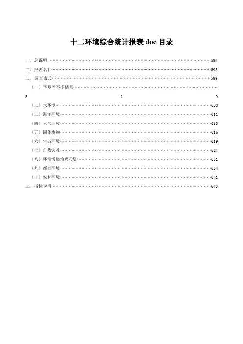 十二环境综合统计报表doc目录