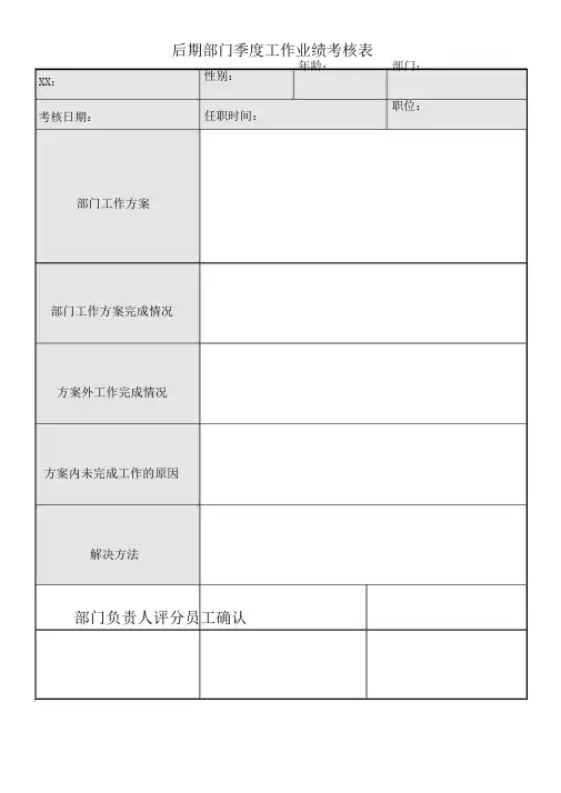 后勤绩效考核表