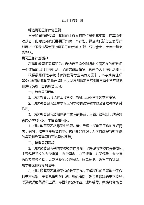 见习工作计划