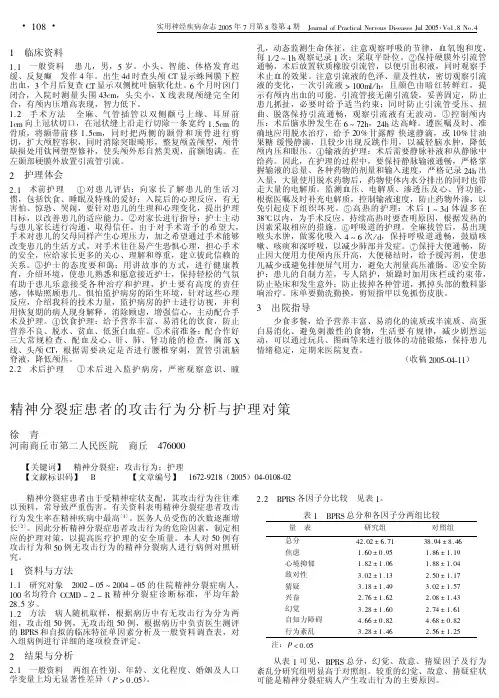 精神分裂症患者的攻击行为分析与护理对策