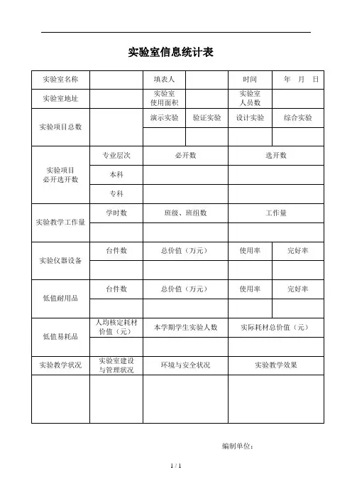 实验室信息统计表