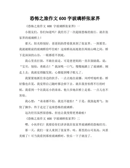 恐怖之旅作文600字玻璃桥张家界