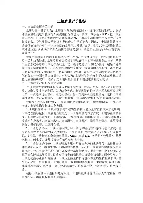 土壤质量评价指标